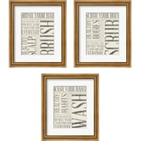 Framed 'Bath Reminders in Gray 3 Piece Framed Art Print Set' border=