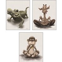 Framed 'Kids Animal 3 Piece Art Print Set' border=