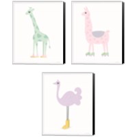 Framed 'Whimisical Animal 3 Piece Canvas Print Set' border=