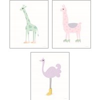 Framed Whimisical Animal 3 Piece Art Print Set