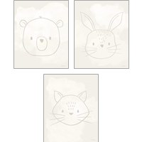 Framed 'Soft Animal 3 Piece Art Print Set' border=