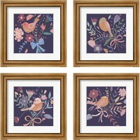 Framed Royal Birds Purple 4 Piece Framed Art Print Set