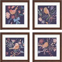 Framed Royal Birds Purple 4 Piece Framed Art Print Set