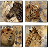 Framed 'Golden Safari 4 Piece Canvas Print Set' border=