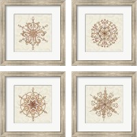 Framed 'Elegant Season Snowflake 4 Piece Framed Art Print Set' border=