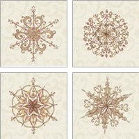 Framed 'Elegant Season Snowflake 4 Piece Art Print Set' border=