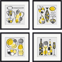 Framed 'Modern Kitchen  4 Piece Framed Art Print Set' border=