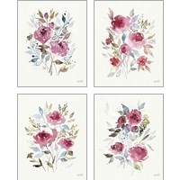 Framed 'Soft Bouquet 4 Piece Art Print Set' border=