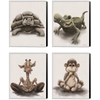 Framed 'Kids Animal 4 Piece Canvas Print Set' border=