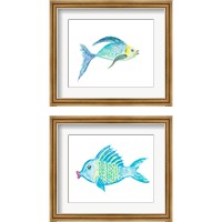 Framed 'Yellow and Blue Fish 2 Piece Framed Art Print Set' border=