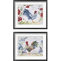 Framed 'Seasonal Rooster  2 Piece Framed Art Print Set' border=