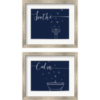 Framed Underlined Bath Navy 2 Piece Framed Art Print Set