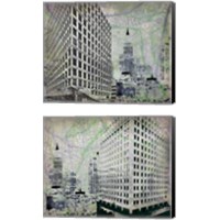 Framed 'Cityscape  2 Piece Canvas Print Set' border=