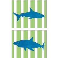 Framed 'Blue and Green Shark 2 Piece Art Print Set' border=