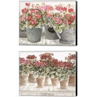 Framed Potted Geranium Mix 2 Piece Canvas Print Set