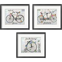 Framed 'Vintage Bicycle with Map 3 Piece Framed Art Print Set' border=