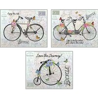 Framed 'Vintage Bicycle with Map 3 Piece Art Print Set' border=