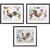 Framed 'Seasonal Rooster  3 Piece Framed Art Print Set' border=