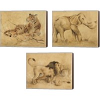 Framed 'Global Safari Animal 3 Piece Canvas Print Set' border=