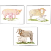Framed 'Life on the Farm Animal Element 3 Piece Canvas Print Set' border=