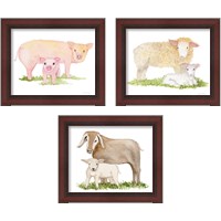 Framed 'Life on the Farm Animal Element 3 Piece Framed Art Print Set' border=