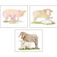 Framed 'Life on the Farm Animal Element 3 Piece Art Print Set' border=
