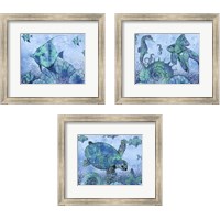 Framed 'Ocean Blues 3 Piece Framed Art Print Set' border=