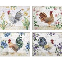 Framed 'Seasonal Rooster  4 Piece Art Print Set' border=