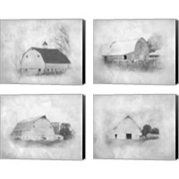 Framed 'Barn 4 Piece Canvas Print Set' border=