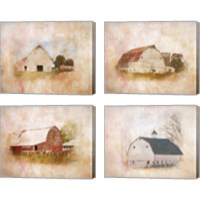 Framed 'Barn 4 Piece Canvas Print Set' border=