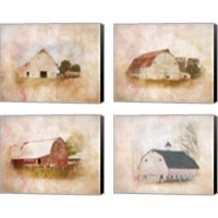 Framed 'Barn 4 Piece Canvas Print Set' border=