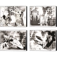Framed 'Modern Black & White Safari Animal 4 Piece Canvas Print Set' border=