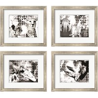 Framed 'Modern Black & White Safari Animal 4 Piece Framed Art Print Set' border=