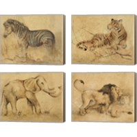 Framed 'Global Safari Animal 4 Piece Canvas Print Set' border=