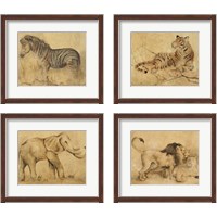 Framed 'Global Safari Animal 4 Piece Framed Art Print Set' border=