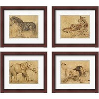 Framed 'Global Safari Animal 4 Piece Framed Art Print Set' border=