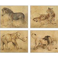 Framed 'Global Safari Animal 4 Piece Art Print Set' border=