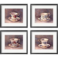 Framed 'Teacup 4 Piece Framed Art Print Set' border=