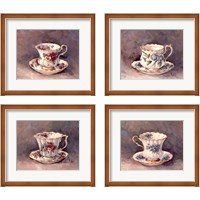 Framed 'Teacup 4 Piece Framed Art Print Set' border=