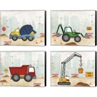 Framed 'Kids Construction 4 Piece Canvas Print Set' border=