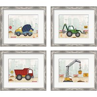 Framed 'Kids Construction 4 Piece Framed Art Print Set' border=