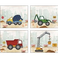 Framed 'Kids Construction 4 Piece Art Print Set' border=