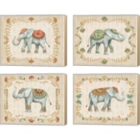 Framed 'Elephant Walk 4 Piece Canvas Print Set' border=