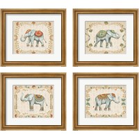 Framed 'Elephant Walk 4 Piece Framed Art Print Set' border=