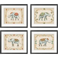 Framed 'Elephant Walk 4 Piece Framed Art Print Set' border=