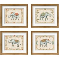 Framed 'Elephant Walk 4 Piece Framed Art Print Set' border=