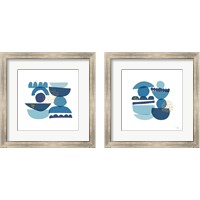 Framed Crowded Forms blue 2 Piece Framed Art Print Set