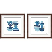 Framed 'Crowded Forms blue 2 Piece Framed Art Print Set' border=