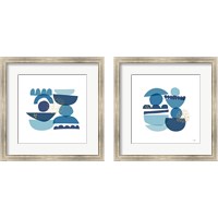 Framed 'Crowded Forms blue 2 Piece Framed Art Print Set' border=