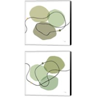 Framed 'Sinuous Trajectory green 2 Piece Canvas Print Set' border=